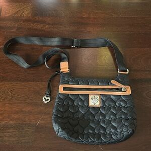 NWOT Black Brighton heart shaped puffer cross body